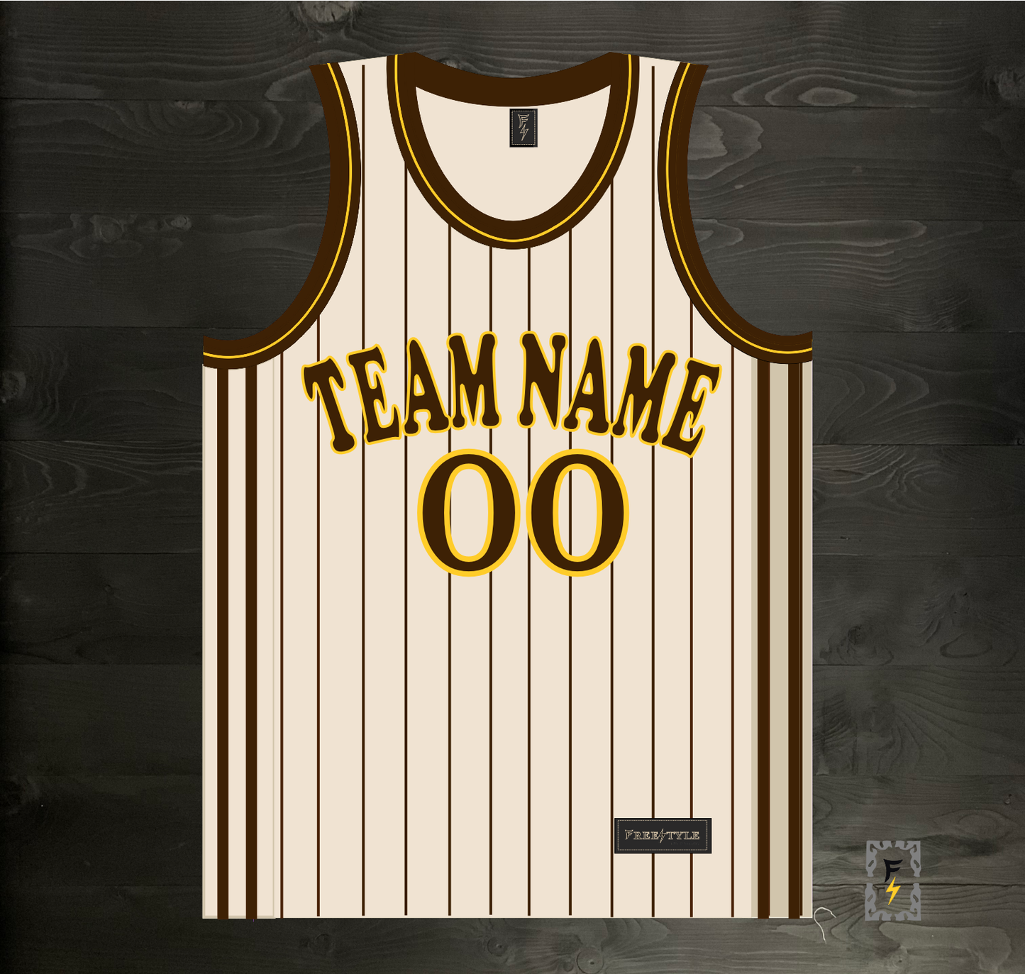 A-006m CUSTOM Sand Brown Pinstripes Basketball Jersey ALL SIZES- MADE ORDER