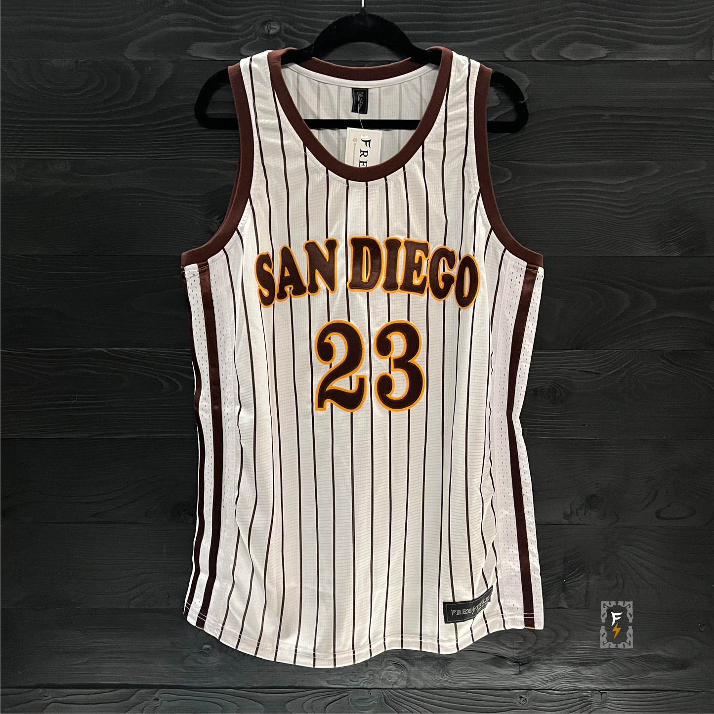 A-010a #23 White Brown Pinstripes - AVAIL STOCK