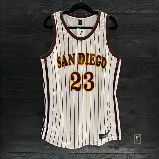 A-010a #23 White Brown Pinstripes - AVAIL STOCK