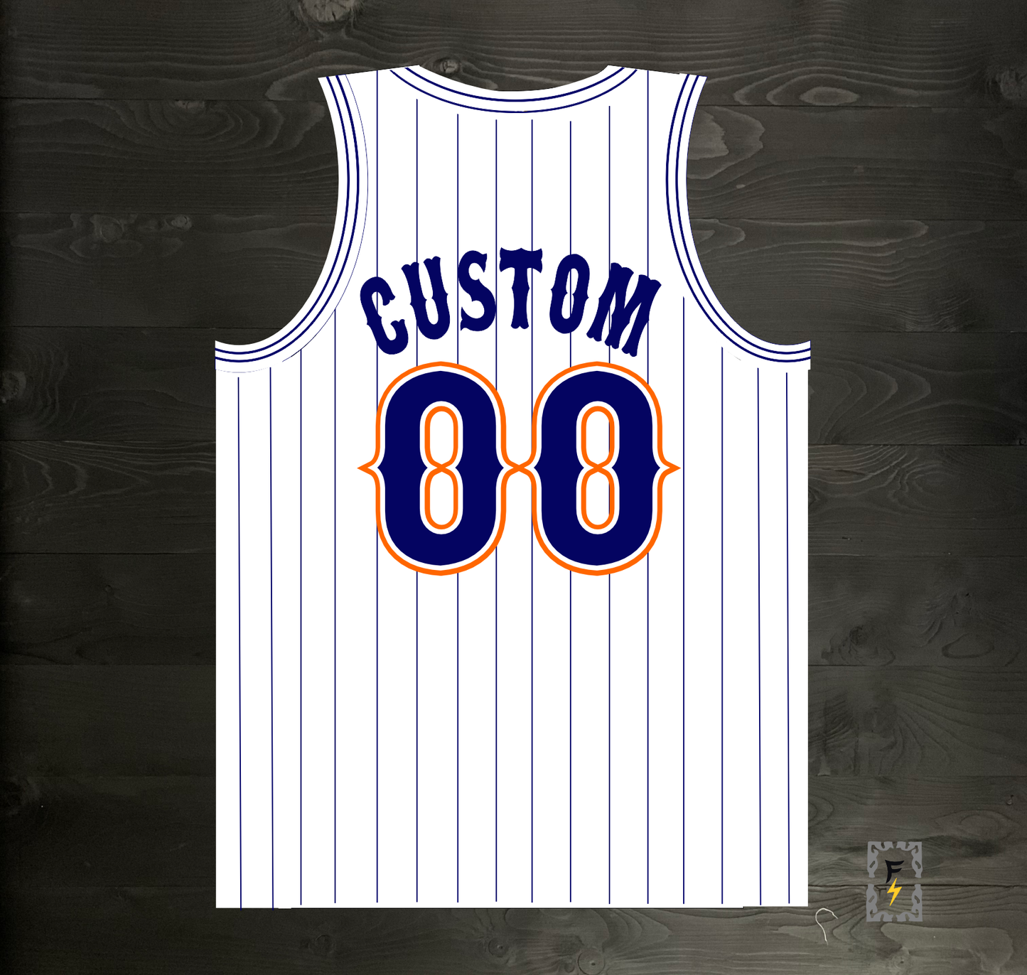 A-019m CUSTOM - White Orange Navy Pinstripes ALL SIZES - MADE TO ORDER