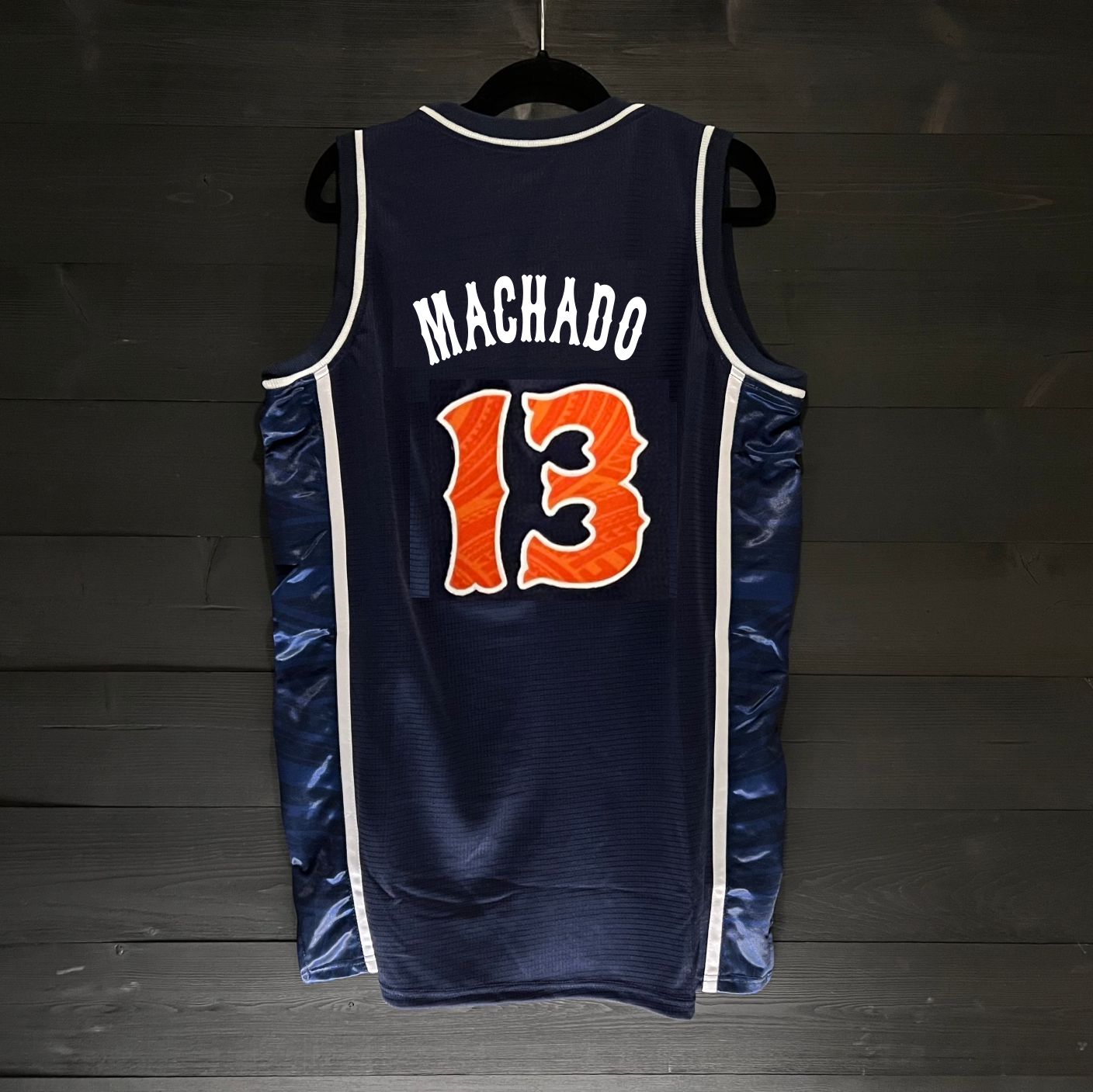 A-022m #13 Navy White Orange Tuscan - MADE TO ORDER - ALL SIZES