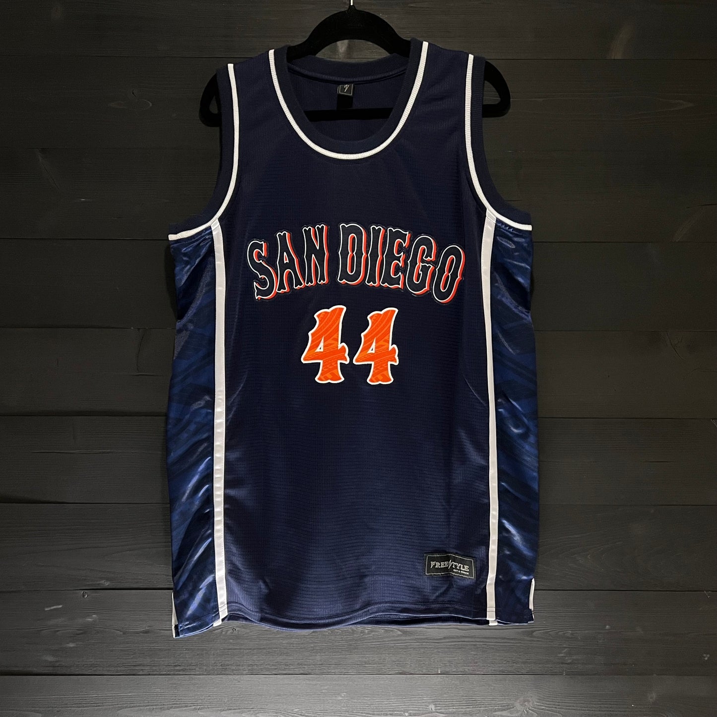 A-022m #44 Navy White Orange Tuscan - MADE TO ORDER - ALL SIZES