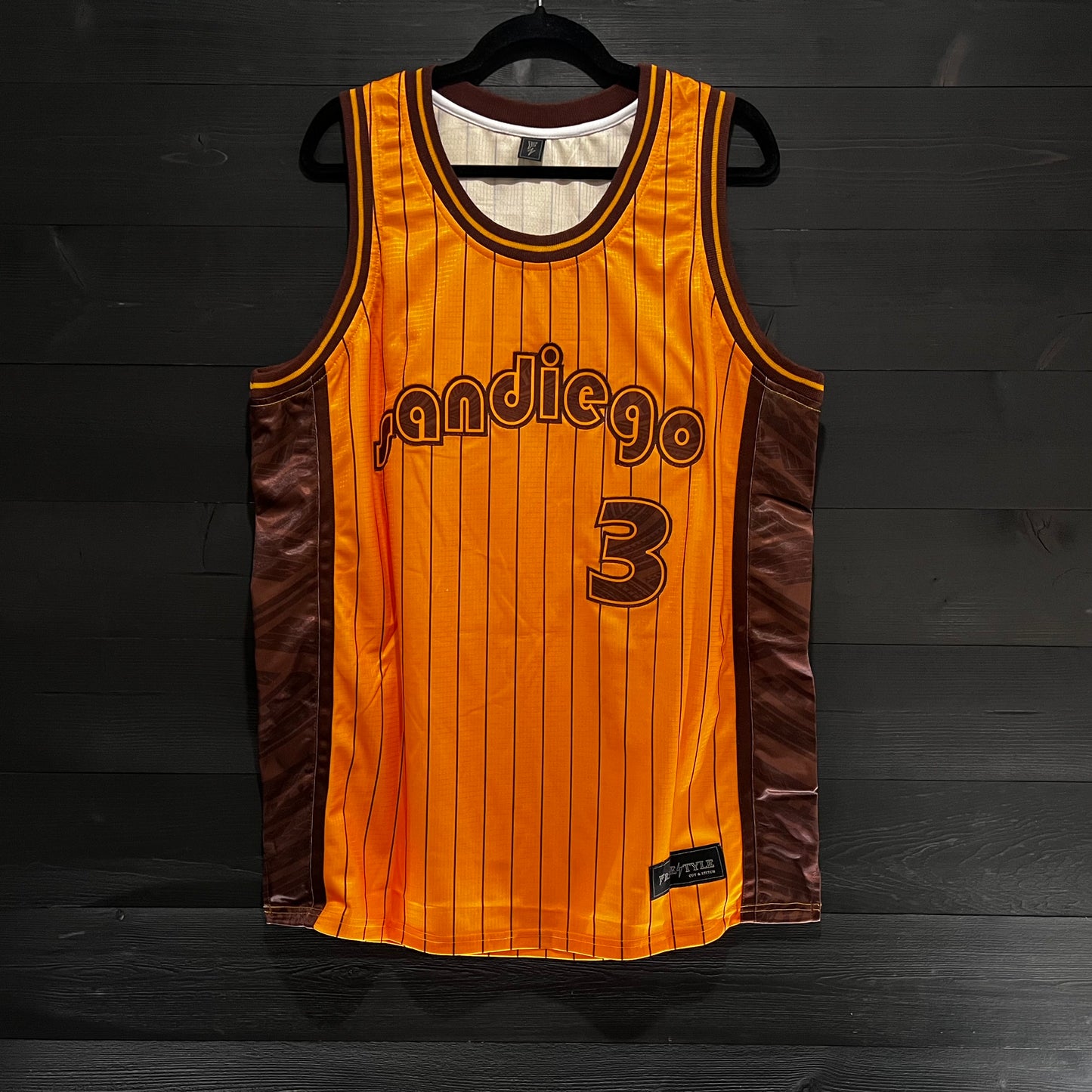 A-025a #3 Retro Yellow Brown Pinstripes - ALL SIZES