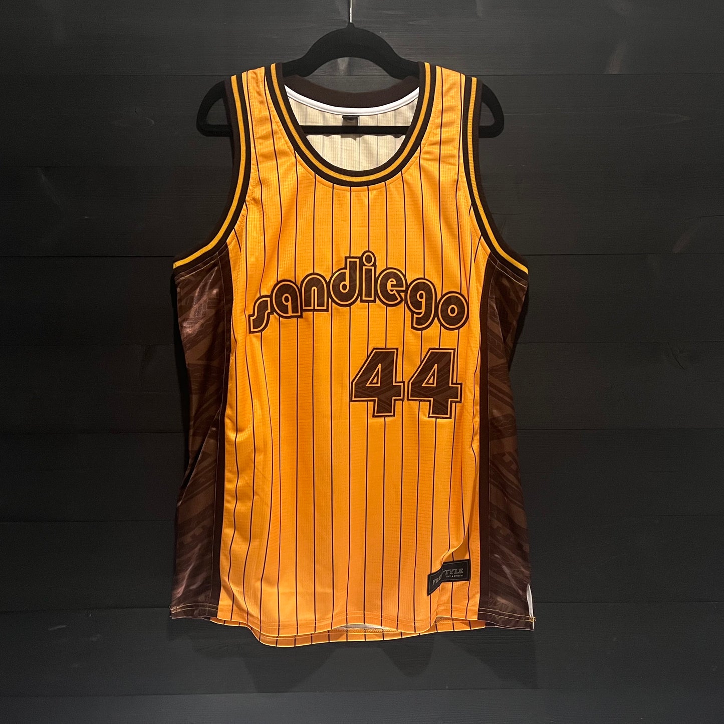 A-025a #44 Retro Yellow Brown Pinstripes - ALL SIZES