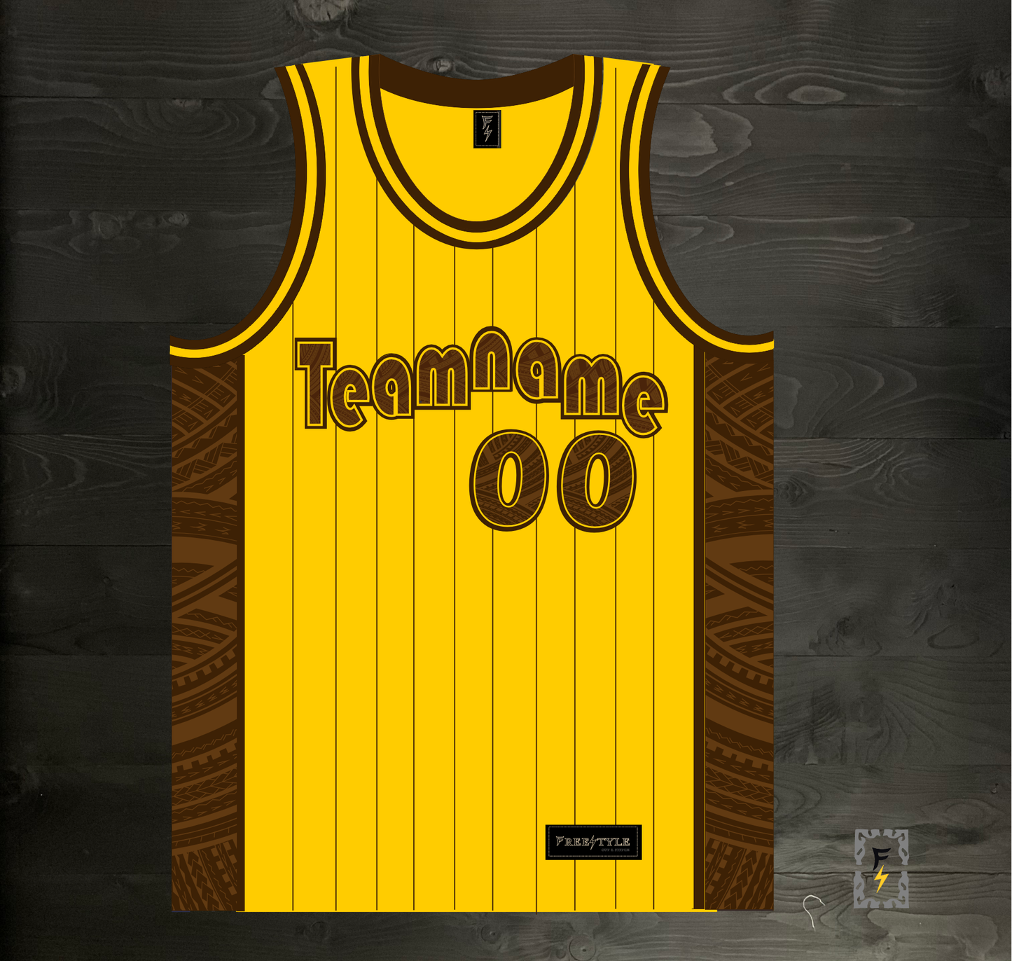 A-025m CUSTOM Retro Yellow Brown Pinstripes Basketball Jersey ALL SIZES - MADE ORDER