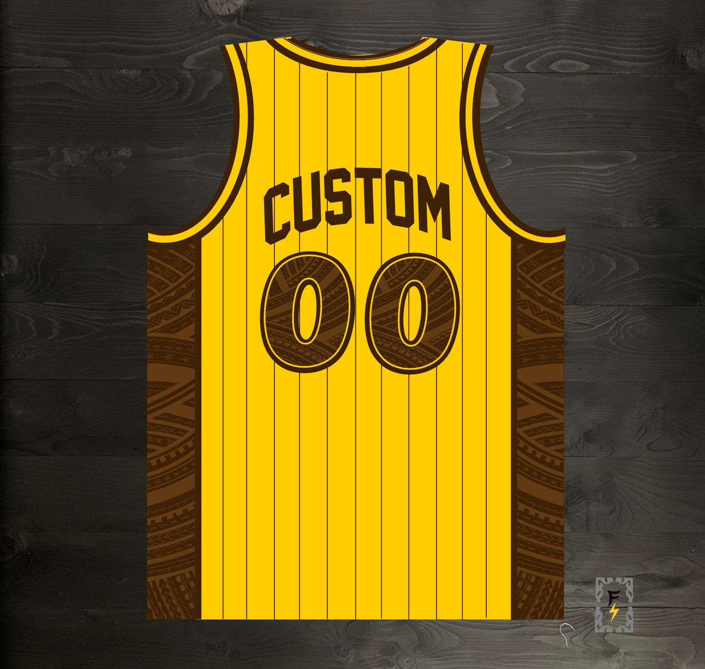 A-025m CUSTOM Retro Yellow Brown Pinstripes Basketball Jersey ALL SIZES - MADE ORDER