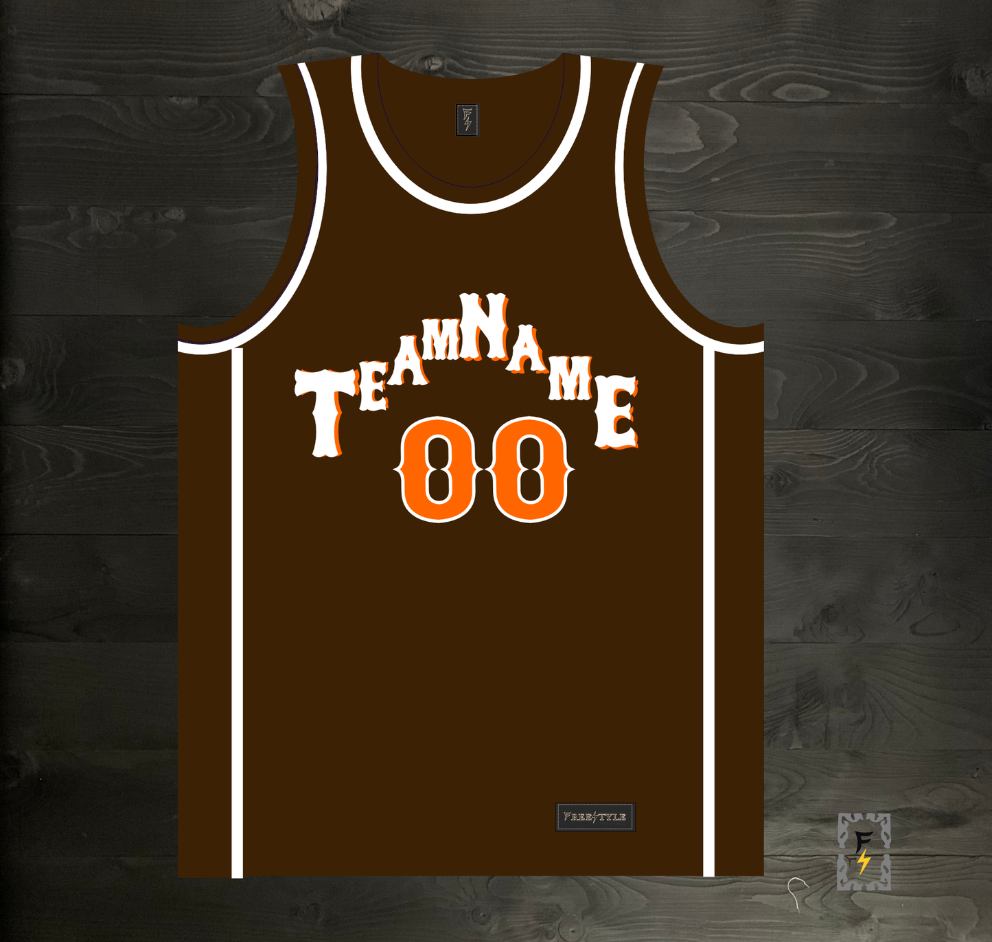 A-026m CUSTOM Pyramid Brown Orange White Basketball Jersey ALL SIZES - MADE ORDER