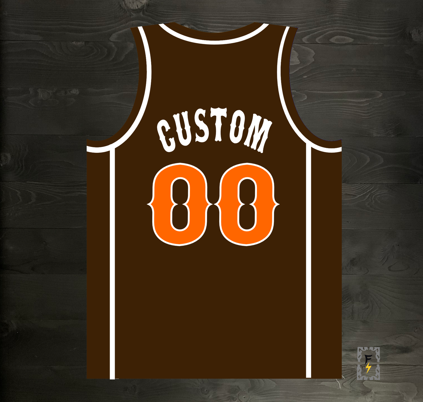 A-026m CUSTOM Pyramid Brown Orange White Basketball Jersey ALL SIZES - MADE ORDER