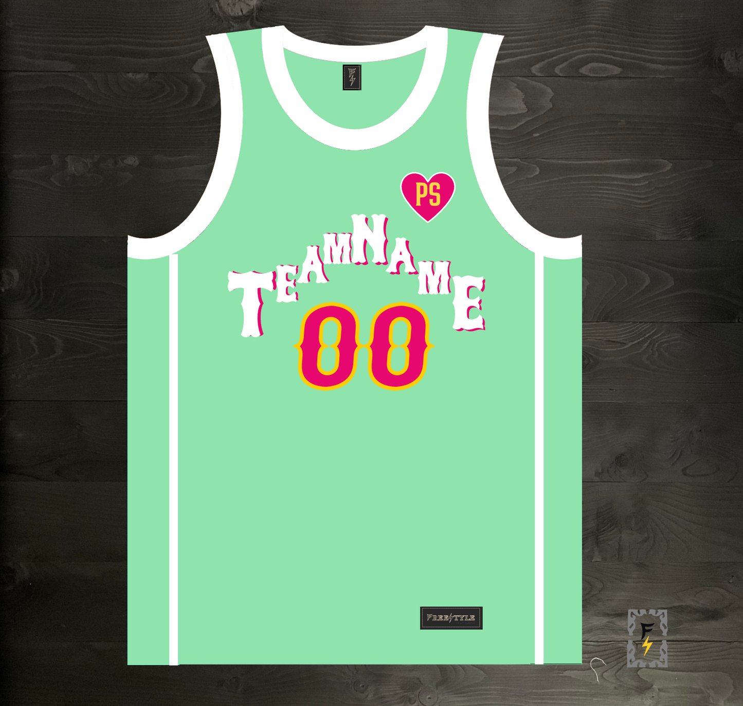 A-028m CUSTOM Pyramid Mint Pink Basketball Jersey ALL SIZES - MADE ORDER