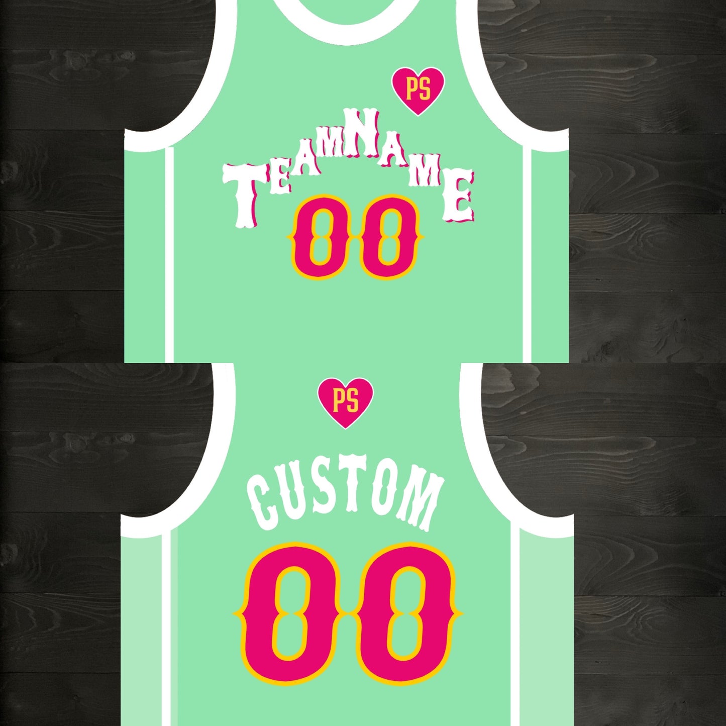 A-028m CUSTOM Pyramid Mint Pink Basketball Jersey ALL SIZES - MADE ORDER