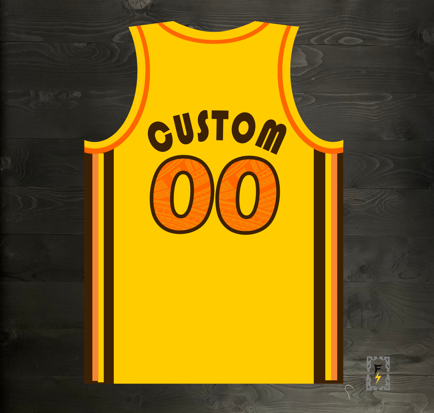 A-101m - CUSTOM Name and # Yellow Brown Retro - MADE TO ORDER