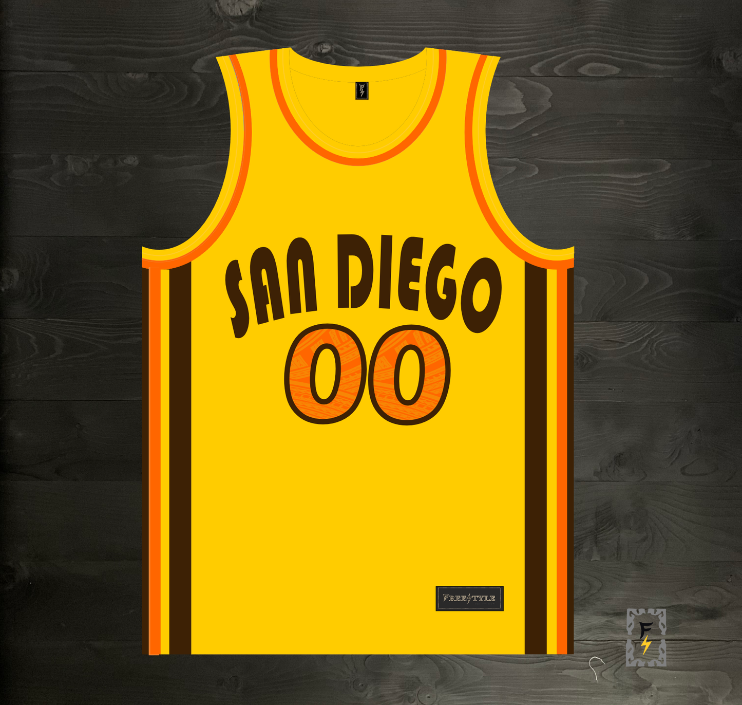 A-101m - CUSTOM Name and # Yellow Brown Retro - MADE TO ORDER