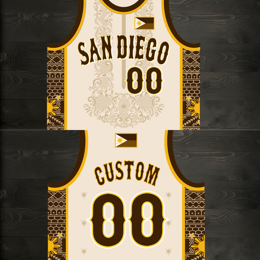 A-102m - CUSTOM Name and # Filipino Inspired Creme Brown Barong - MADE TO ORDER