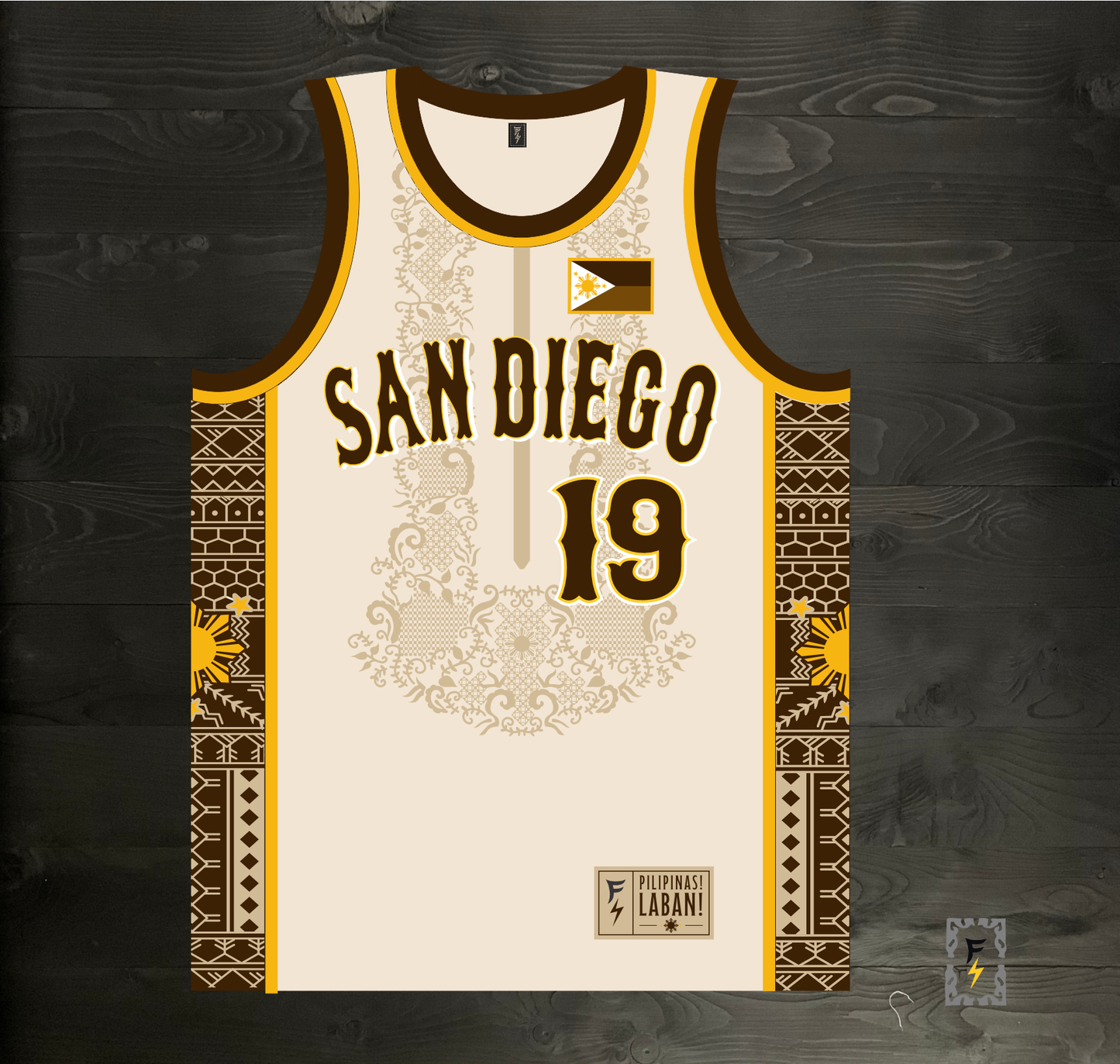 A-102m #19 FAITHFUL Filipino Inspired Creme Brown Barong - MADE TO ORDER