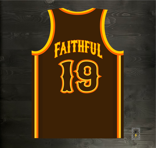 A-103m #19 FAITHFUL Brown Orange Yellow on Brown MADE TO ORDER