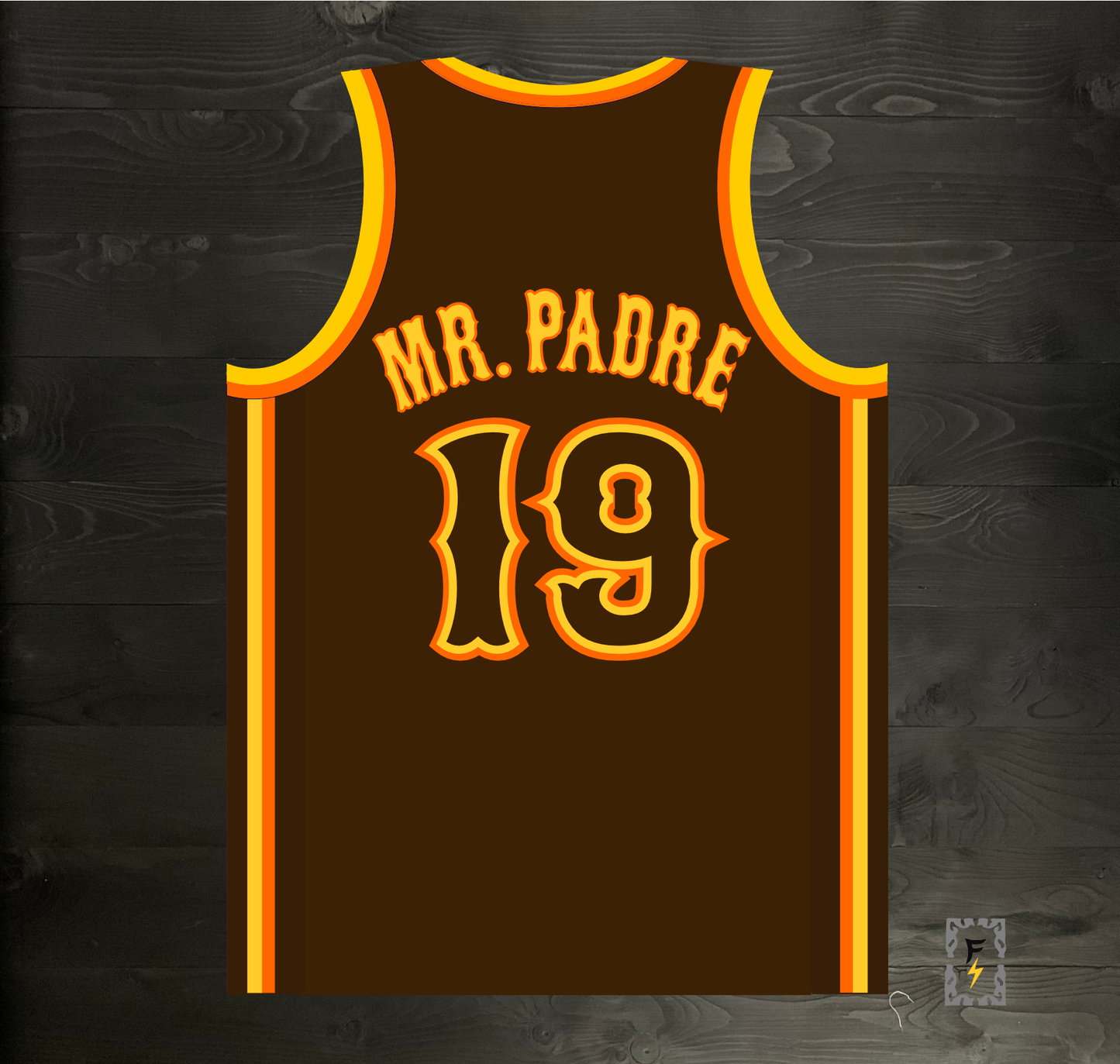 A-103m #19 MR PADRE Brown Orange Yellow on Brown - MADE TO ORDER