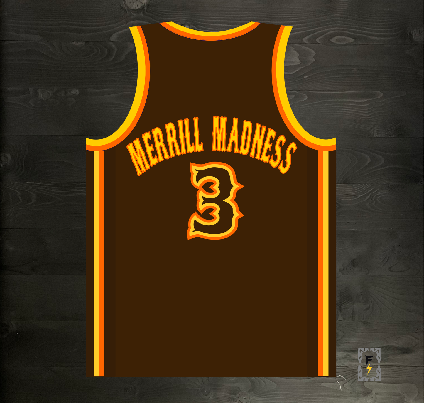 A-103m #3 MERRILL MADNESS Brown Orange Yellow on Brown - MADE TO ORDER