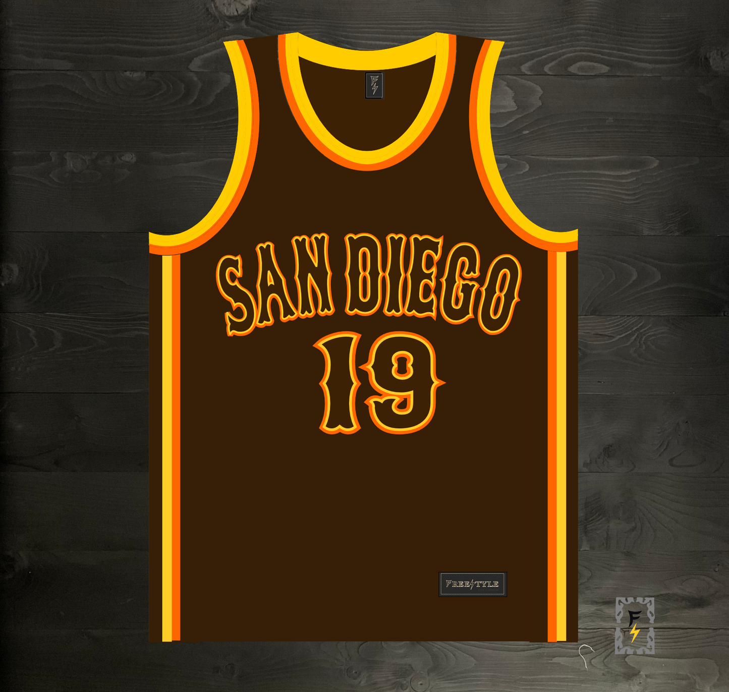 A-103m #19 FAITHFUL Brown Orange Yellow on Brown MADE TO ORDER