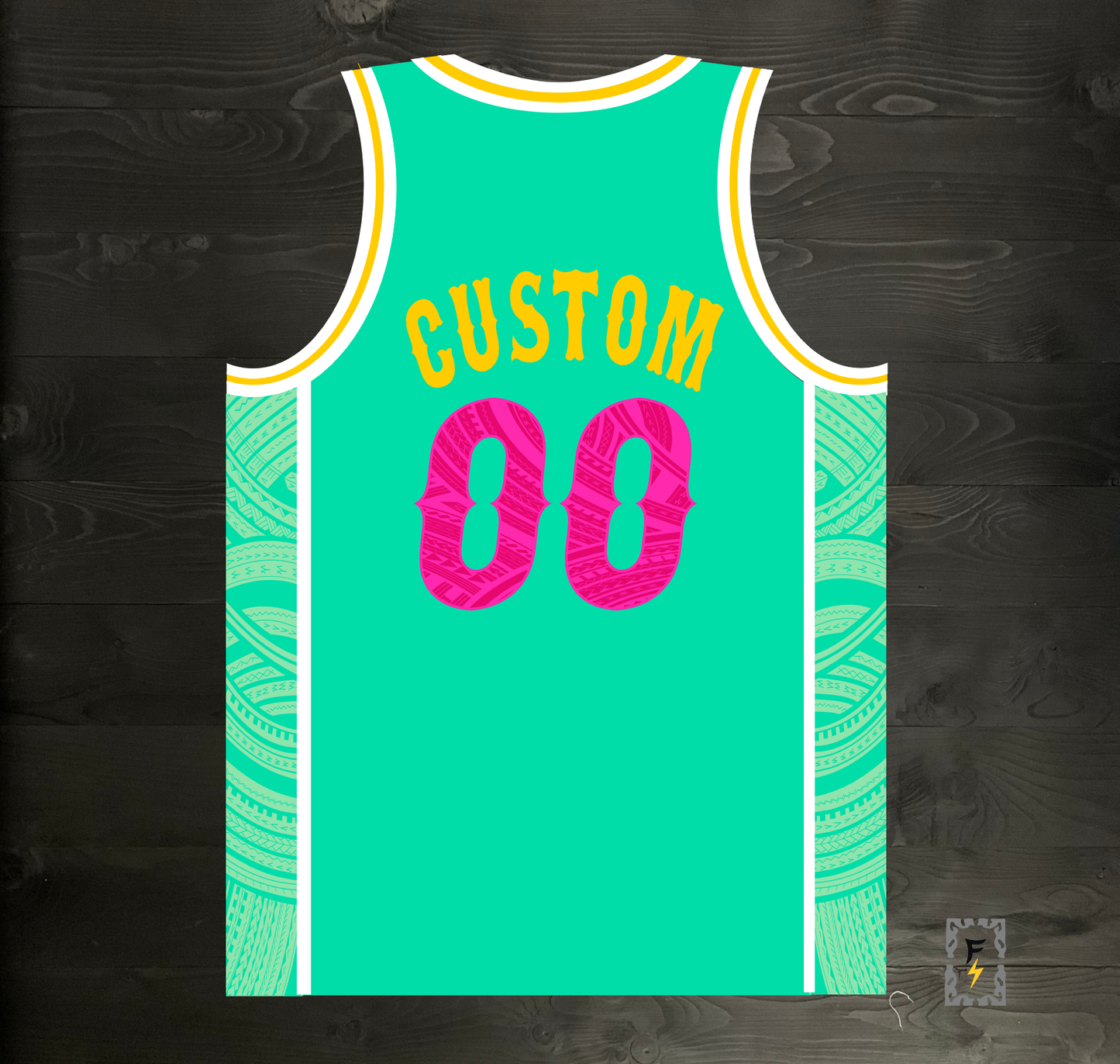 A-104m - CUSTOM Team Name and # Mint White Pink - MADE TO ORDER
