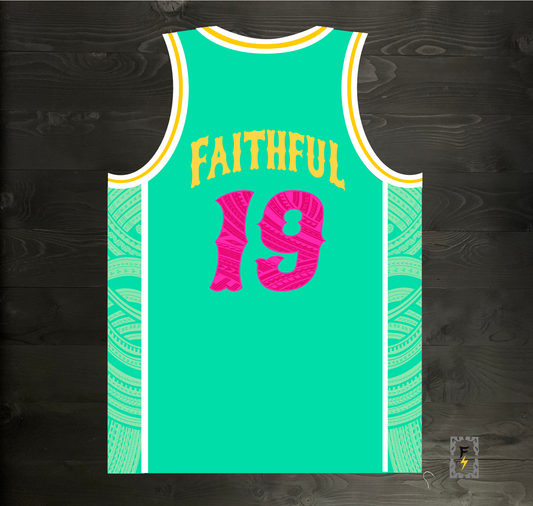 A-104m #19 FAITHFUL Mint White Pink - MADE TO ORDER