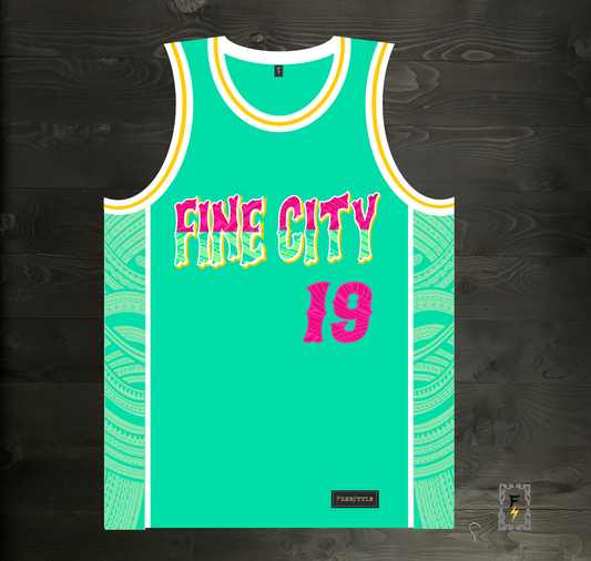 A-104m - #19 FINE CITY FAITHFUL Mint White Pink - MADE TO ORDER