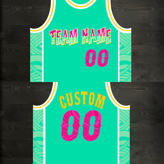 A-104m - CUSTOM Team Name and # Mint White Pink - MADE TO ORDER