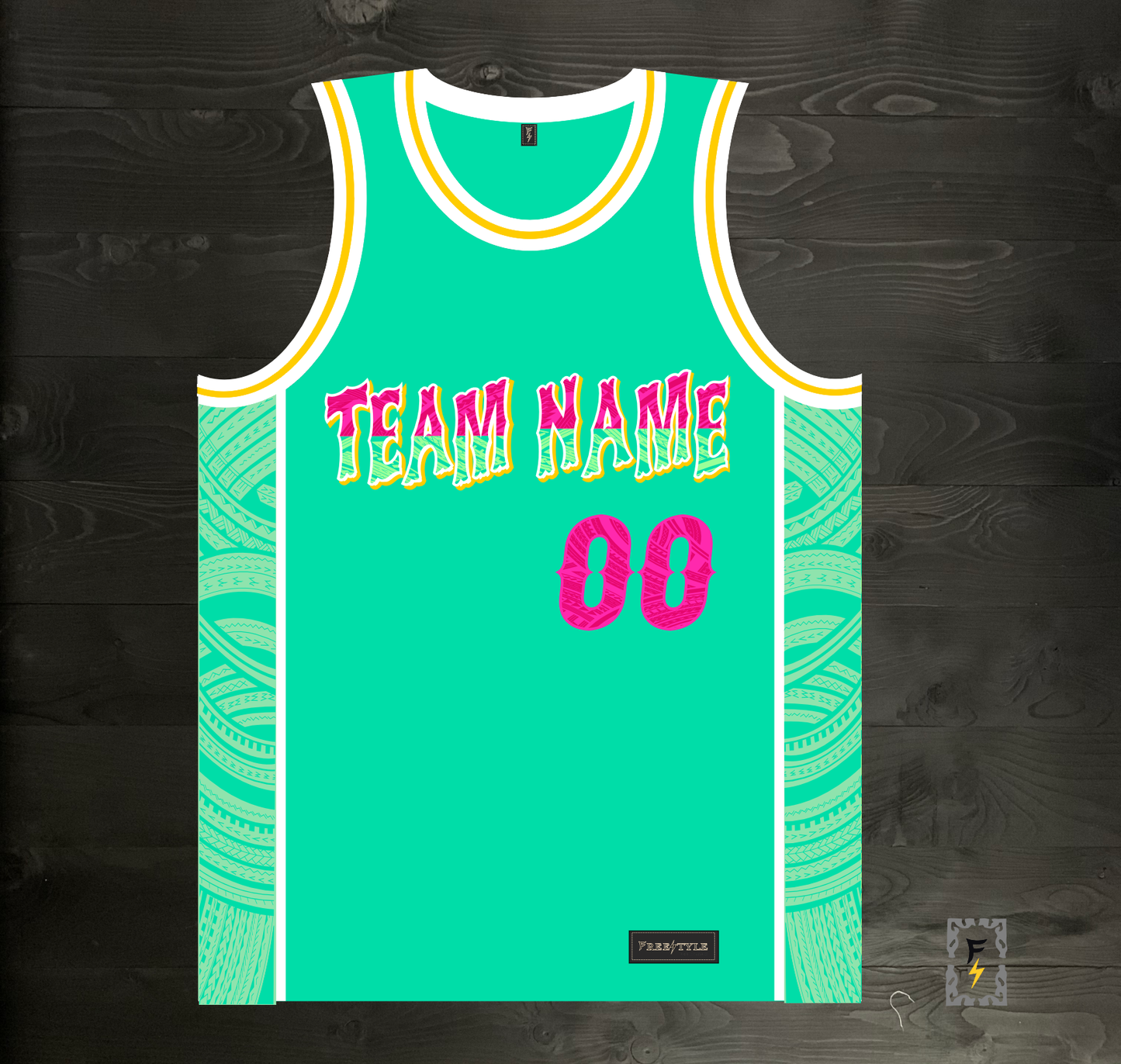 A-104m - CUSTOM Team Name and # Mint White Pink - MADE TO ORDER