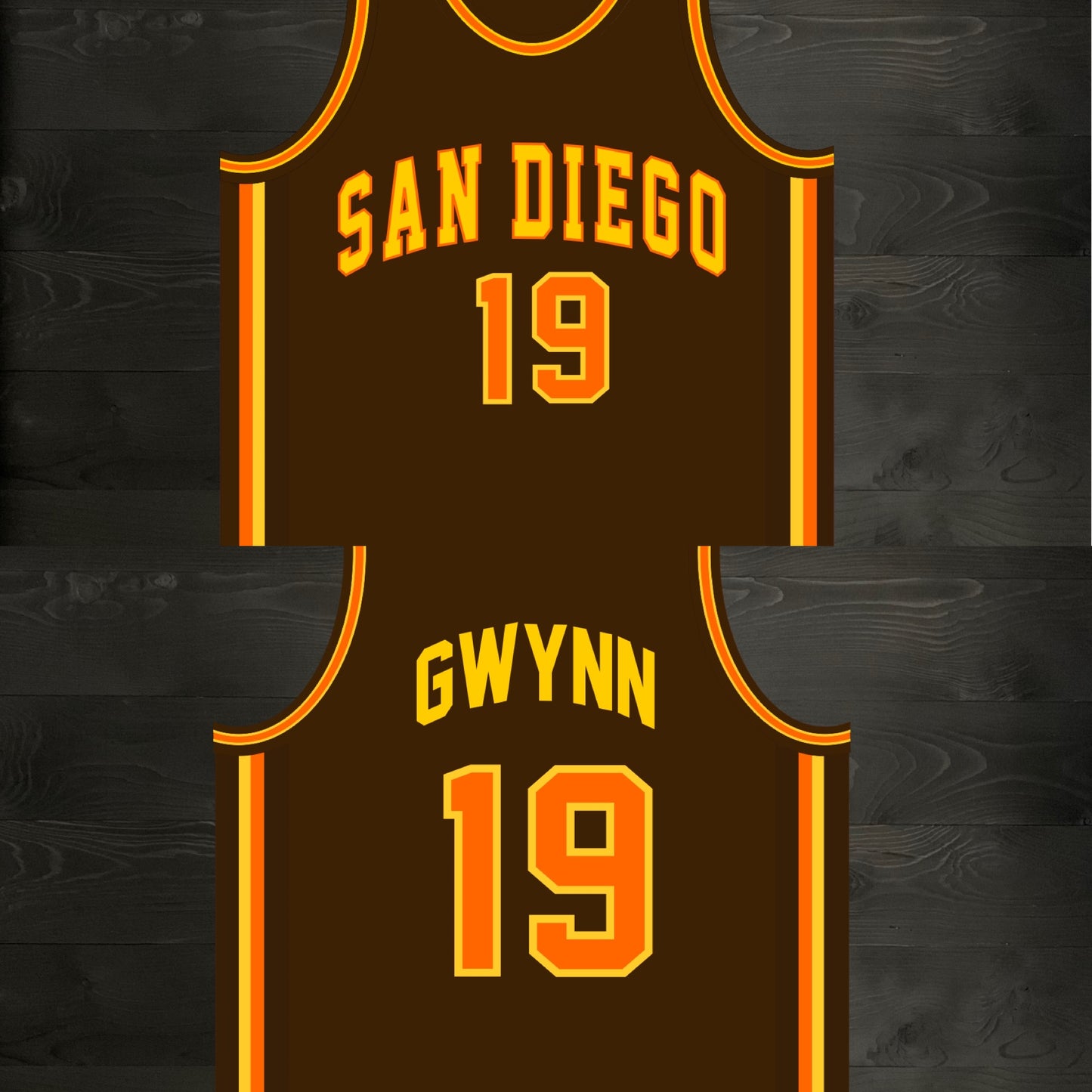 A-115m #19 Brown Yellow Orange Basketball Jersey - MADE TO ORDER