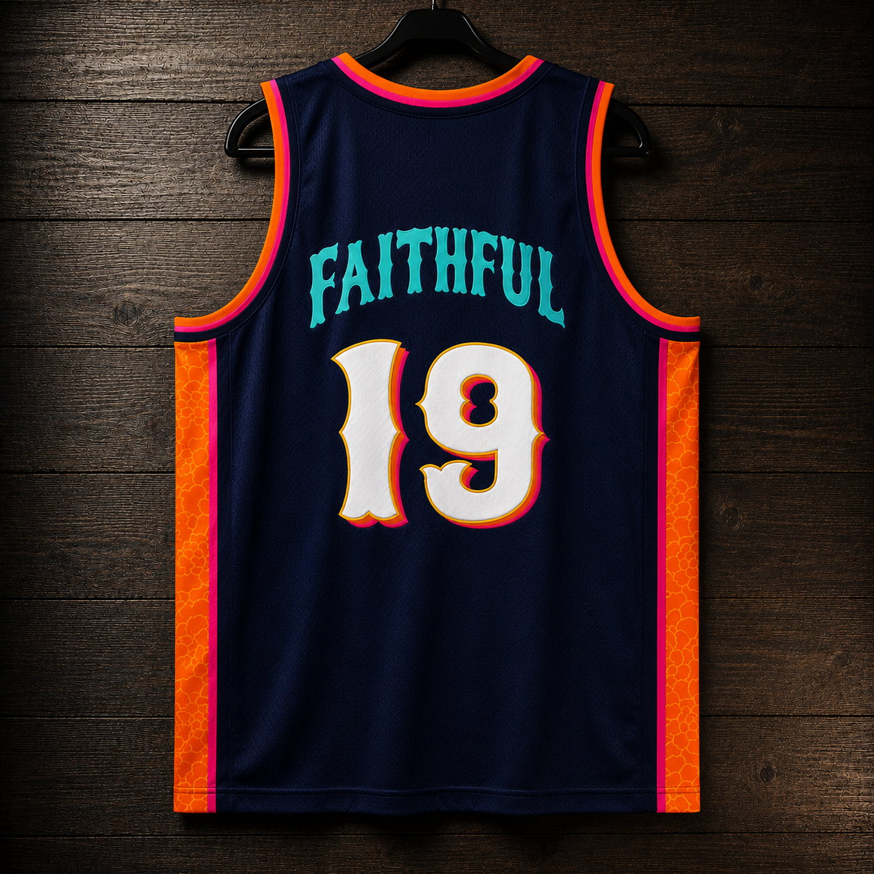 A-120m FAITHFUL Custom # Navy White Marigold Magenta Basketball Jersey - MADE TO ORDER