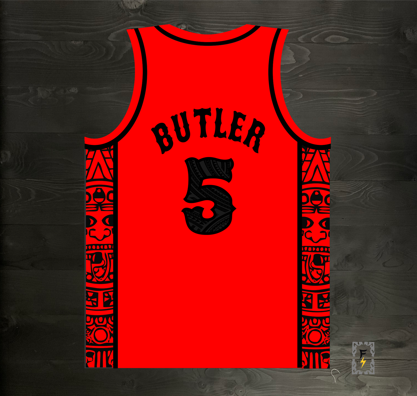 C-012m BUTLER #5 AZTECS Red Hieroglyphics - MADE TO ORDER