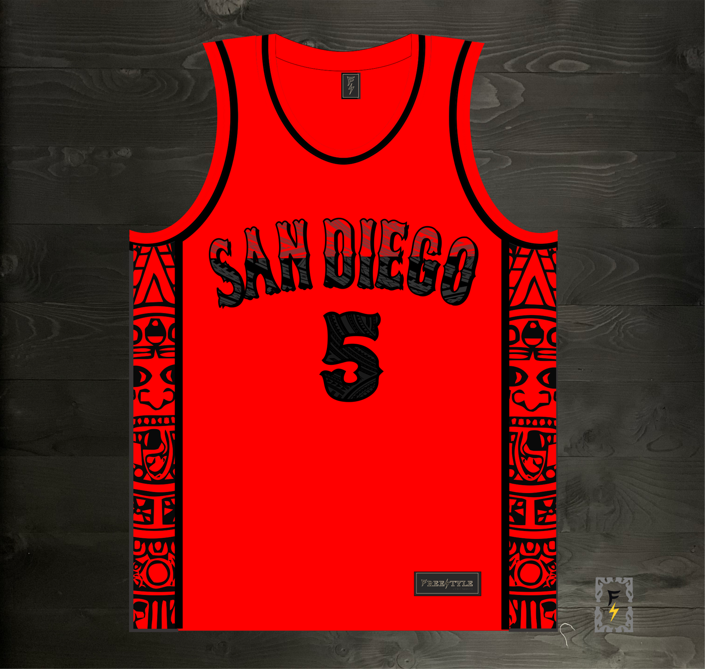 C-012m BUTLER #5 AZTECS Red Hieroglyphics - MADE TO ORDER