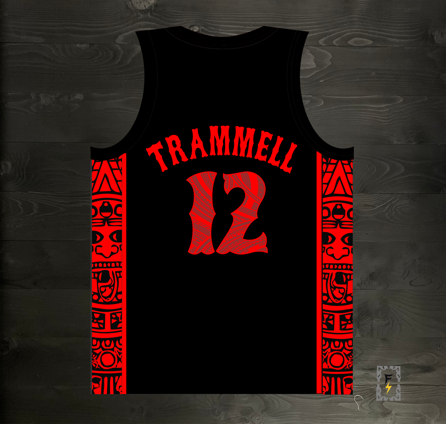 C-013m TRAMMELL #12 AZTECS Black Hieroglyphics - MADE TO ORDER