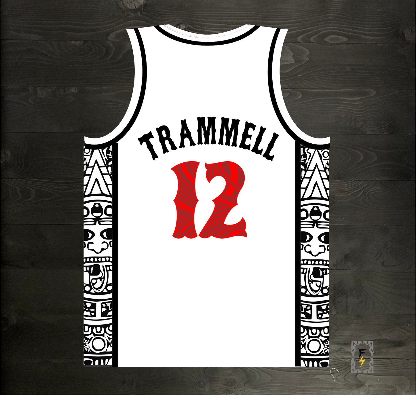 C-014m TRAMMELL #12 AZTECS White Hieroglyphics - MADE TO ORDER
