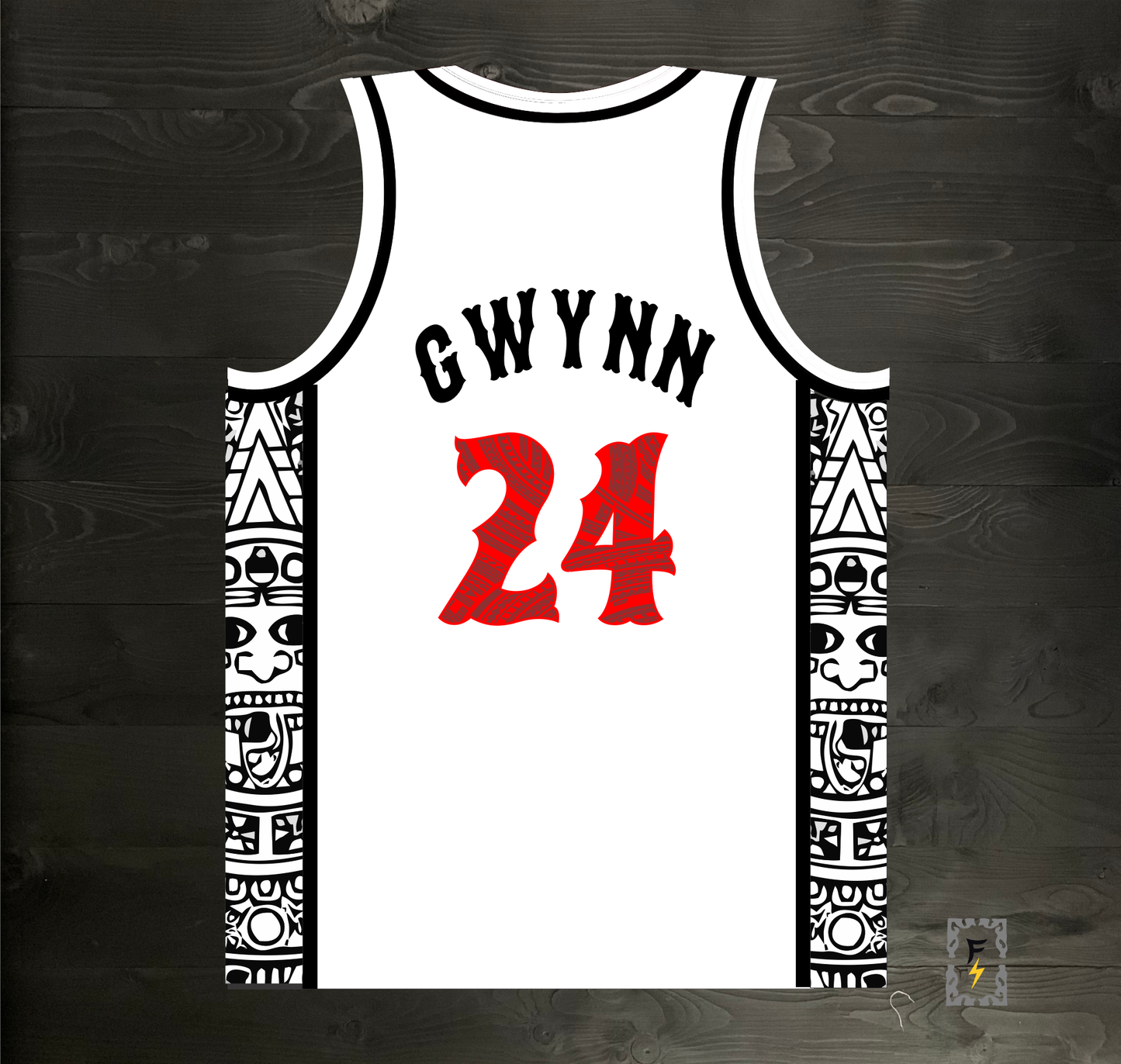 C-014m GWYNN #24 AZTECS White Hieroglyphics - MADE TO ORDER