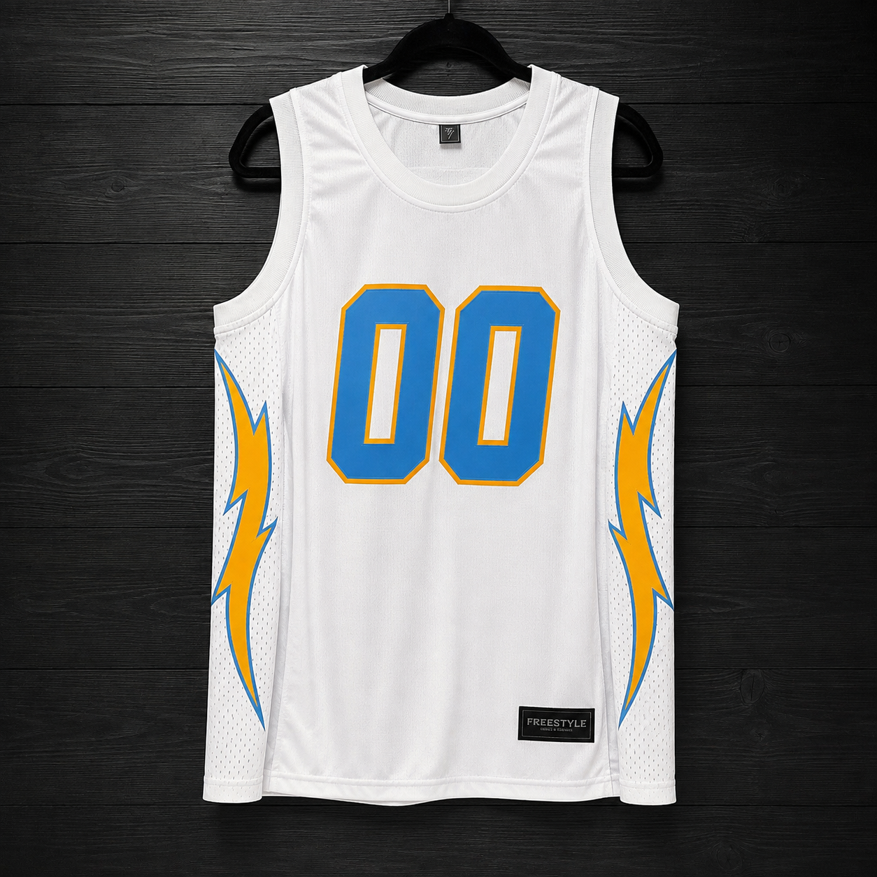 B-010m CUSTOM Name and # White Powder Yellow Gold Basketball Jersey - MADE TO ORDER