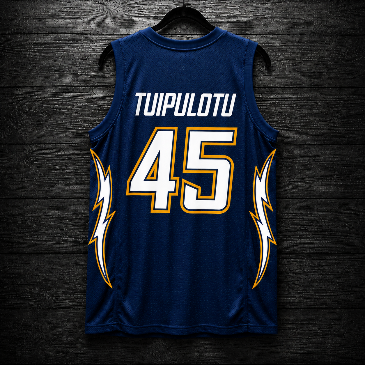 B-031m #45 Navy White Yellow Gold Basketball Jersey - MADE TO ORDER