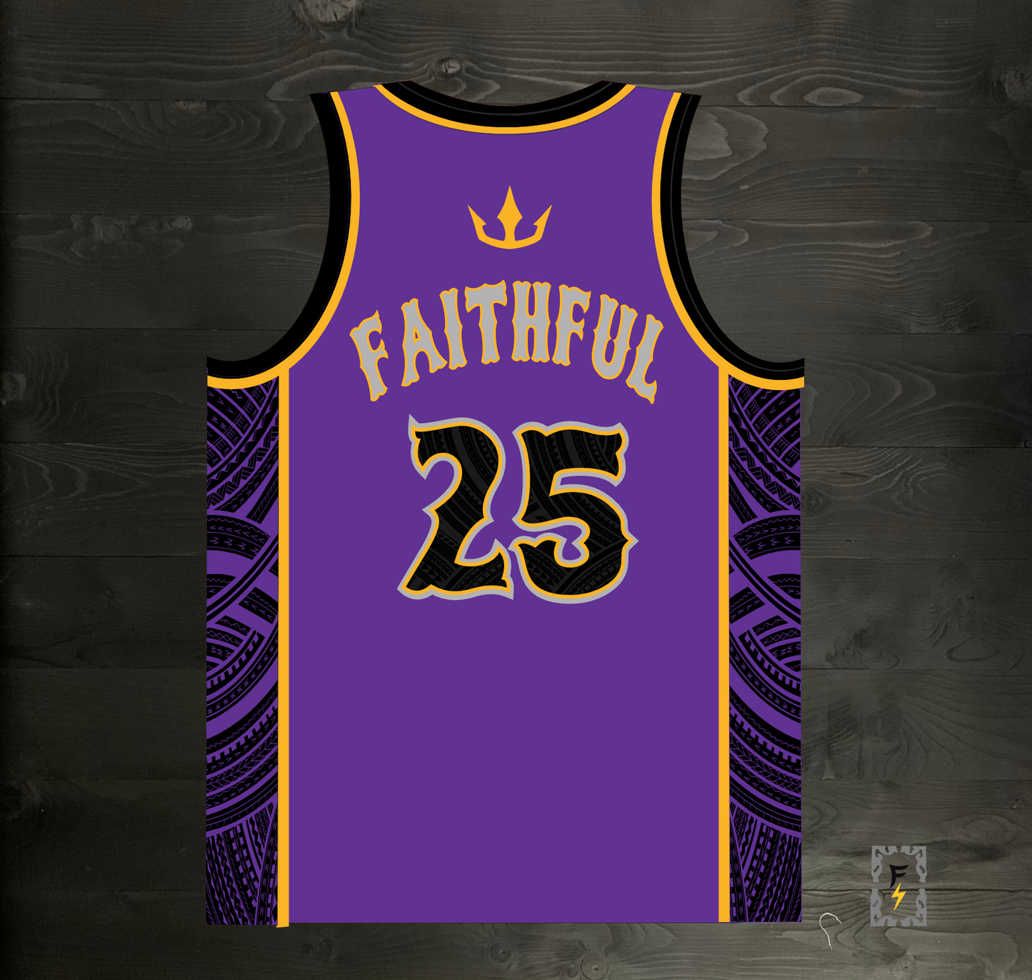 E-001m FAITHFUL #25 FINE CITY Purple Black Gold Tribal ALL SIZES - MADE ORDER