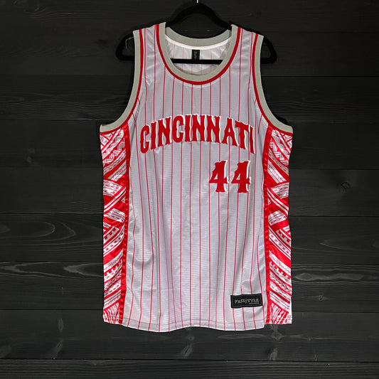 M-364a #44 Gray Red Pinstripes Tribal - ALL SIZES