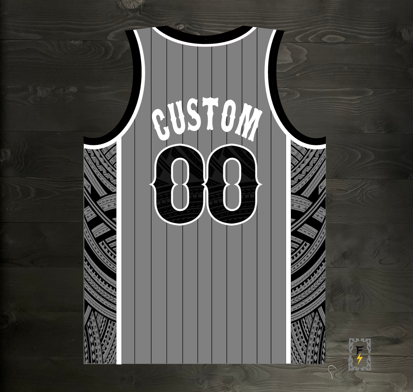 M-541m CUSTOM Gray Old English Black Pinstripes Tribalz ALL SIZES - MADE ORDER