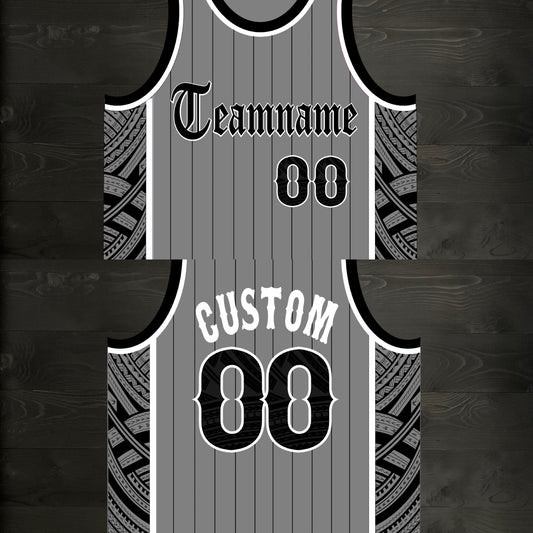M-541m CUSTOM Gray Old English Black Pinstripes Tribalz ALL SIZES - MADE ORDER