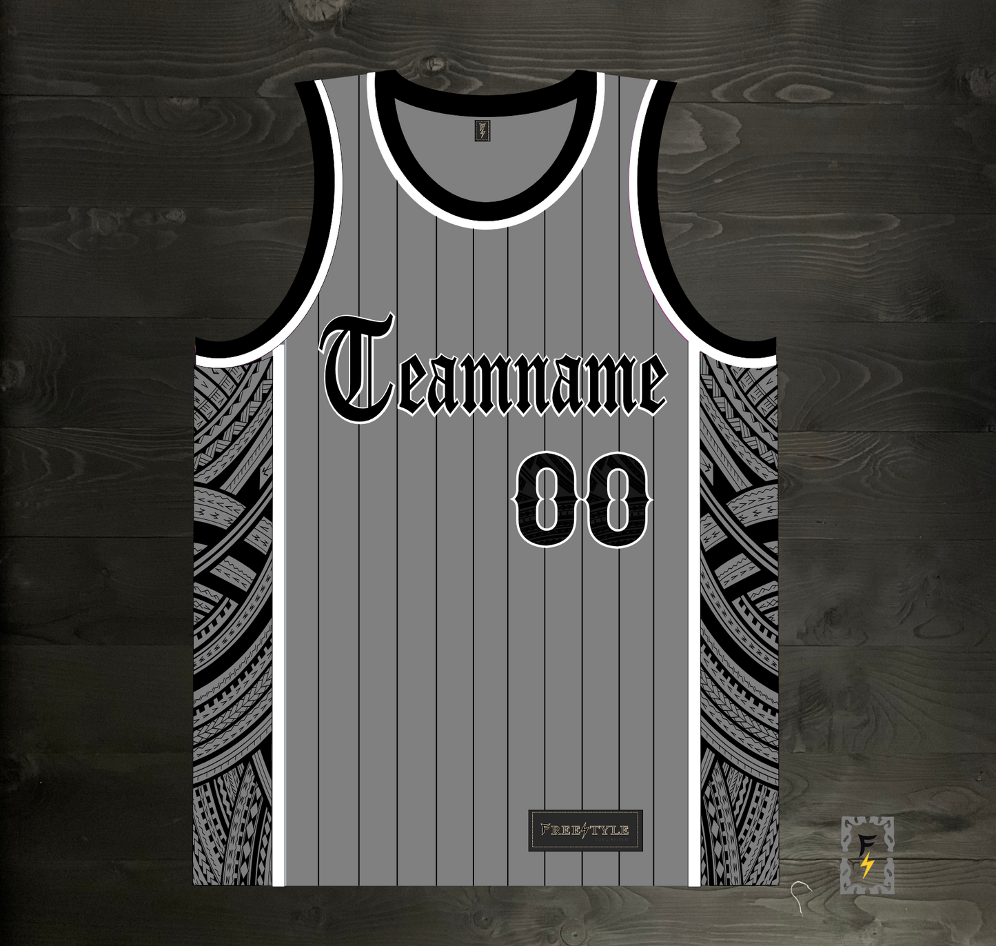 M-541m CUSTOM Gray Old English Black Pinstripes Tribalz ALL SIZES - MADE ORDER