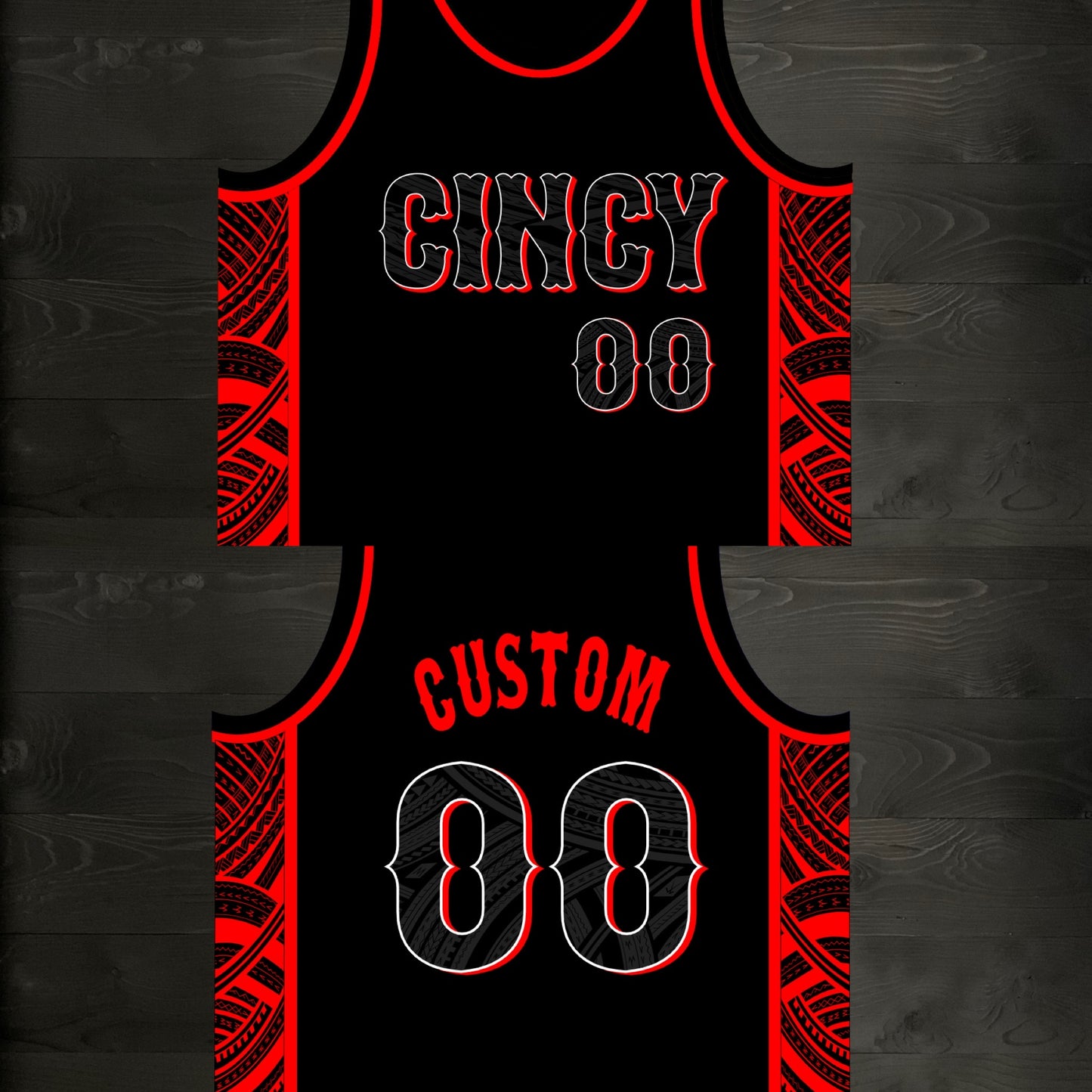 M-360m CUSTOM Black Red Tribalz ALL SIZES - MADE ORDER