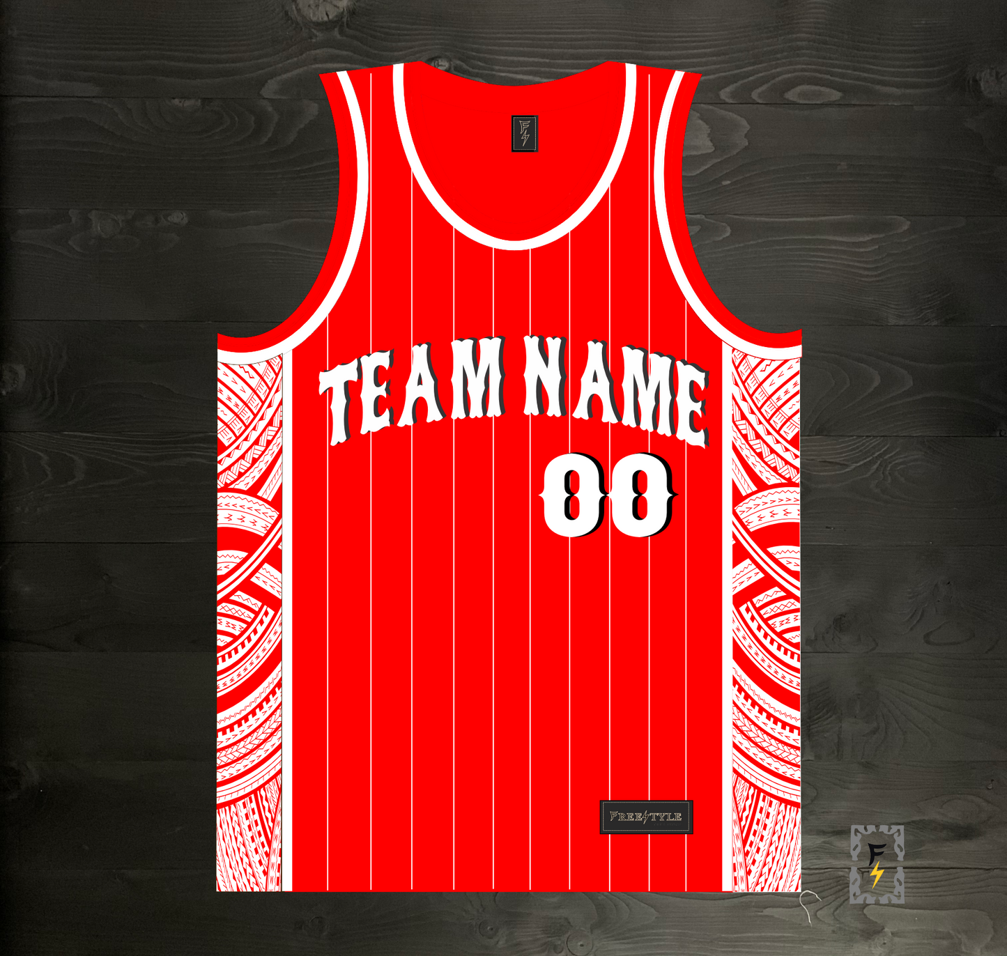 M-361m CUSTOM TEAM Red White Pinstripes Tribalz Basketball Jersey ALL SIZES - MADE ORDER
