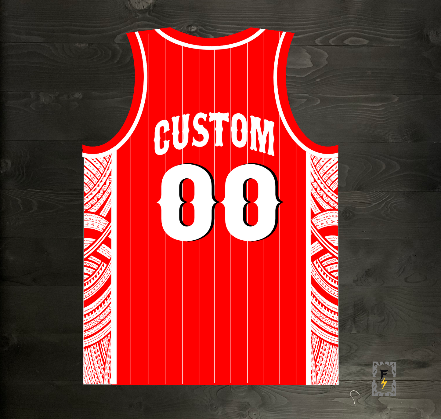M-361m CUSTOM TEAM Red White Pinstripes Tribalz Basketball Jersey ALL SIZES - MADE ORDER