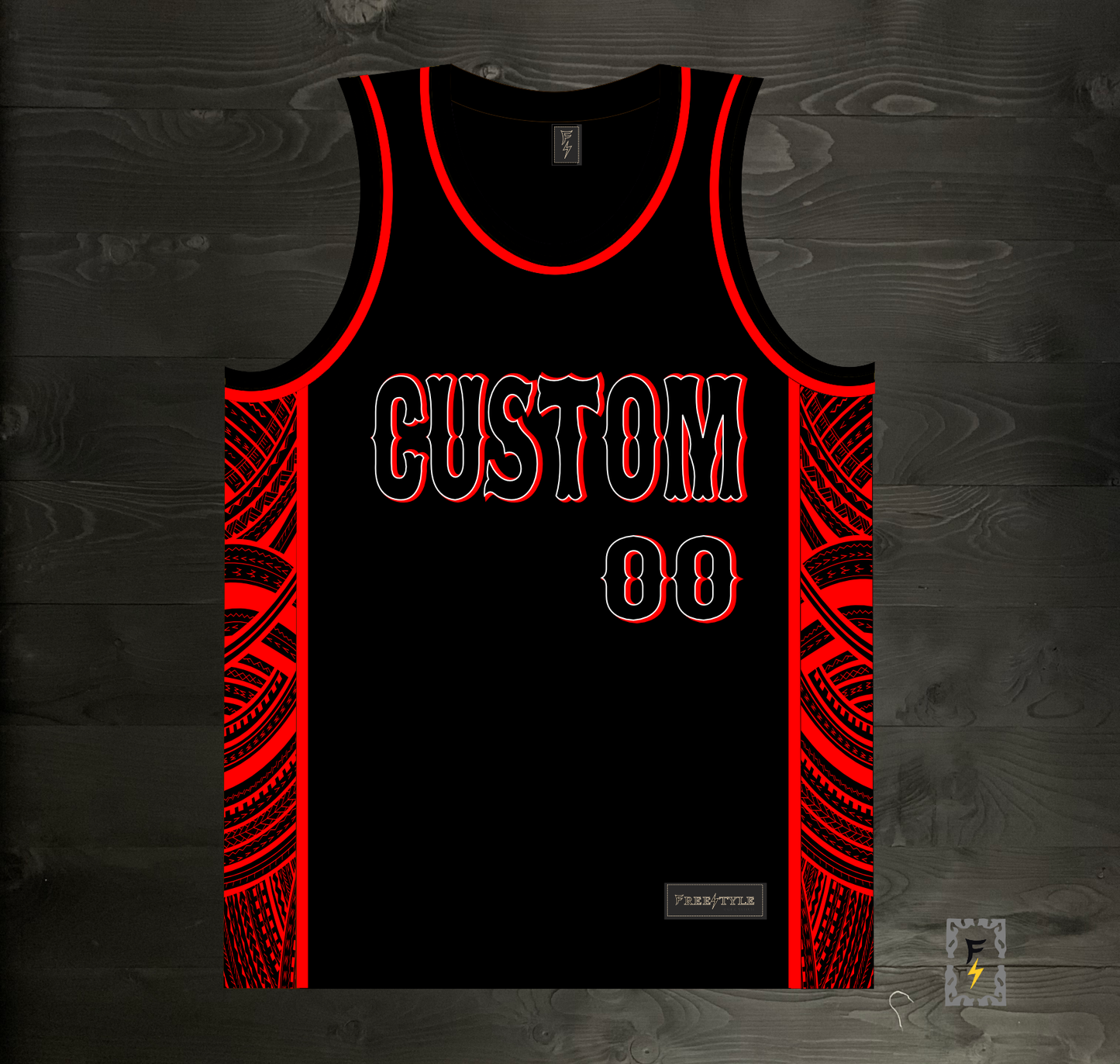 M-360m CUSTOM TEAM Black Red Tribalz Basketball Jersey ALL SIZES - MADE ORDER