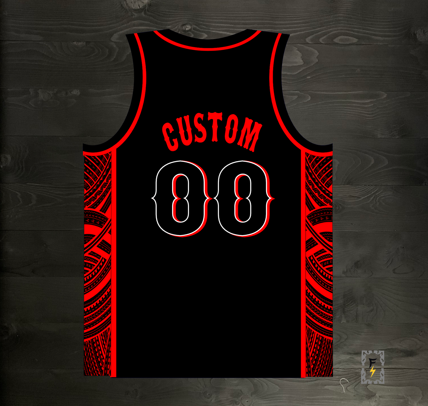M-360m CUSTOM TEAM Black Red Tribalz Basketball Jersey ALL SIZES - MADE ORDER