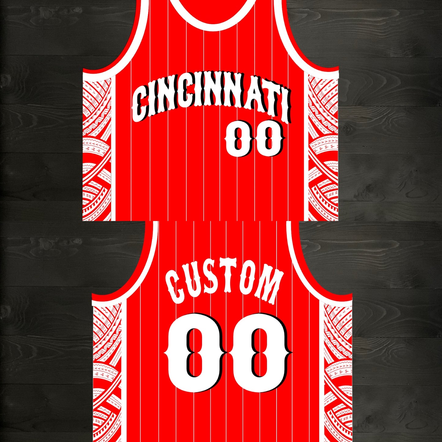 M-361m CUSTOM Red White Pinstripes Tribalz ALL SIZES - MADE ORDER