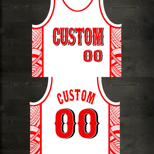 M-362m CUSTOM TEAM White Red Tribalz Basketball Jersey ALL SIZES - MADE ORDER