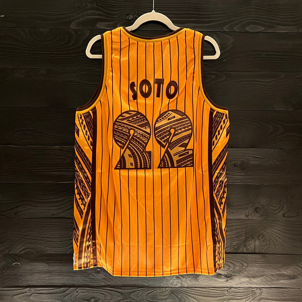 21-1027m SOTO #22 San Diego Brown Tribal Yellow Pinstripes Tribal