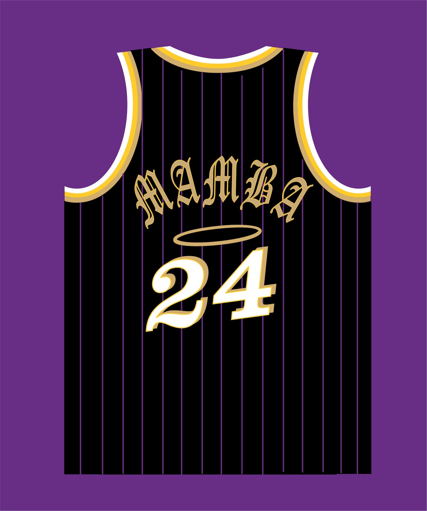 Los Angels in Black Purple Pinstripes MAMBA #24